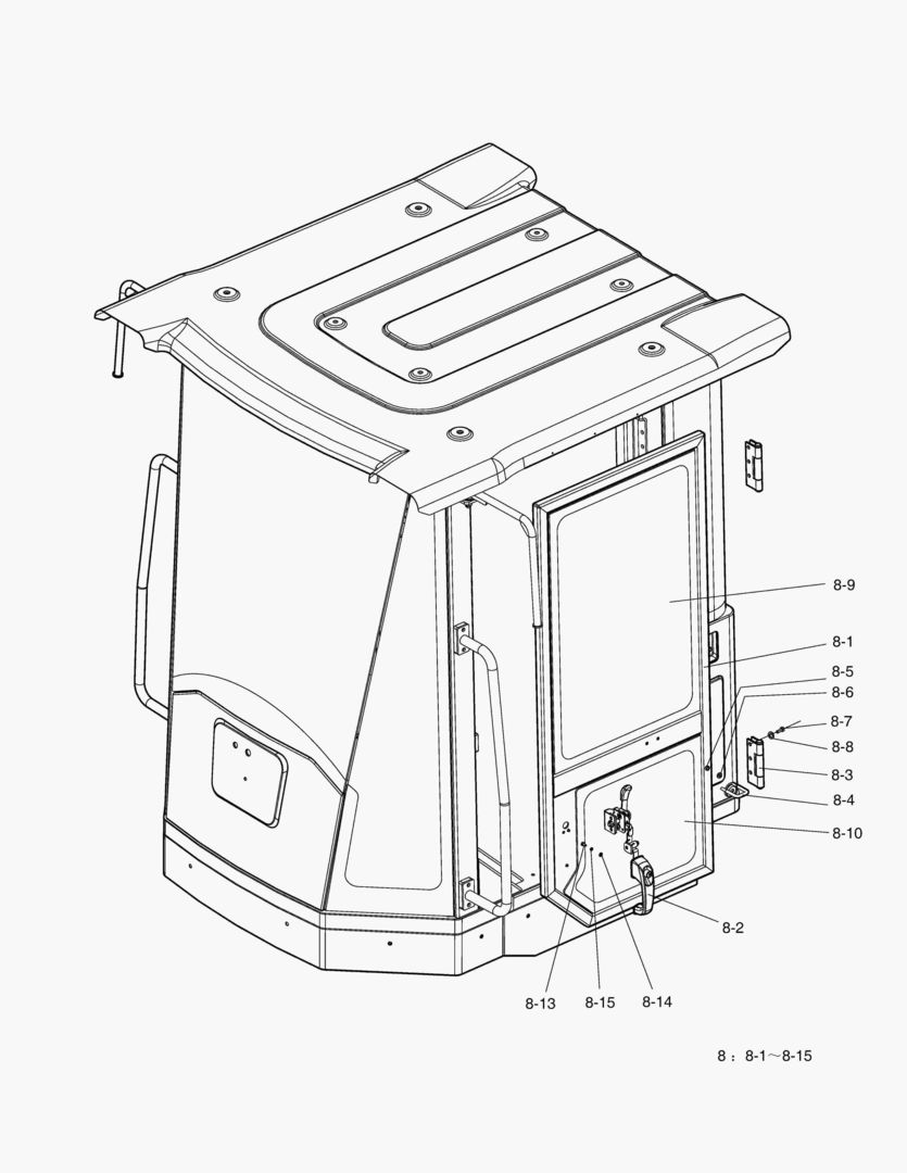 5250 CABIN(3)-DOOR ASS`Y(L.H);Mechanical Lever&Fan & Heater [10006~]