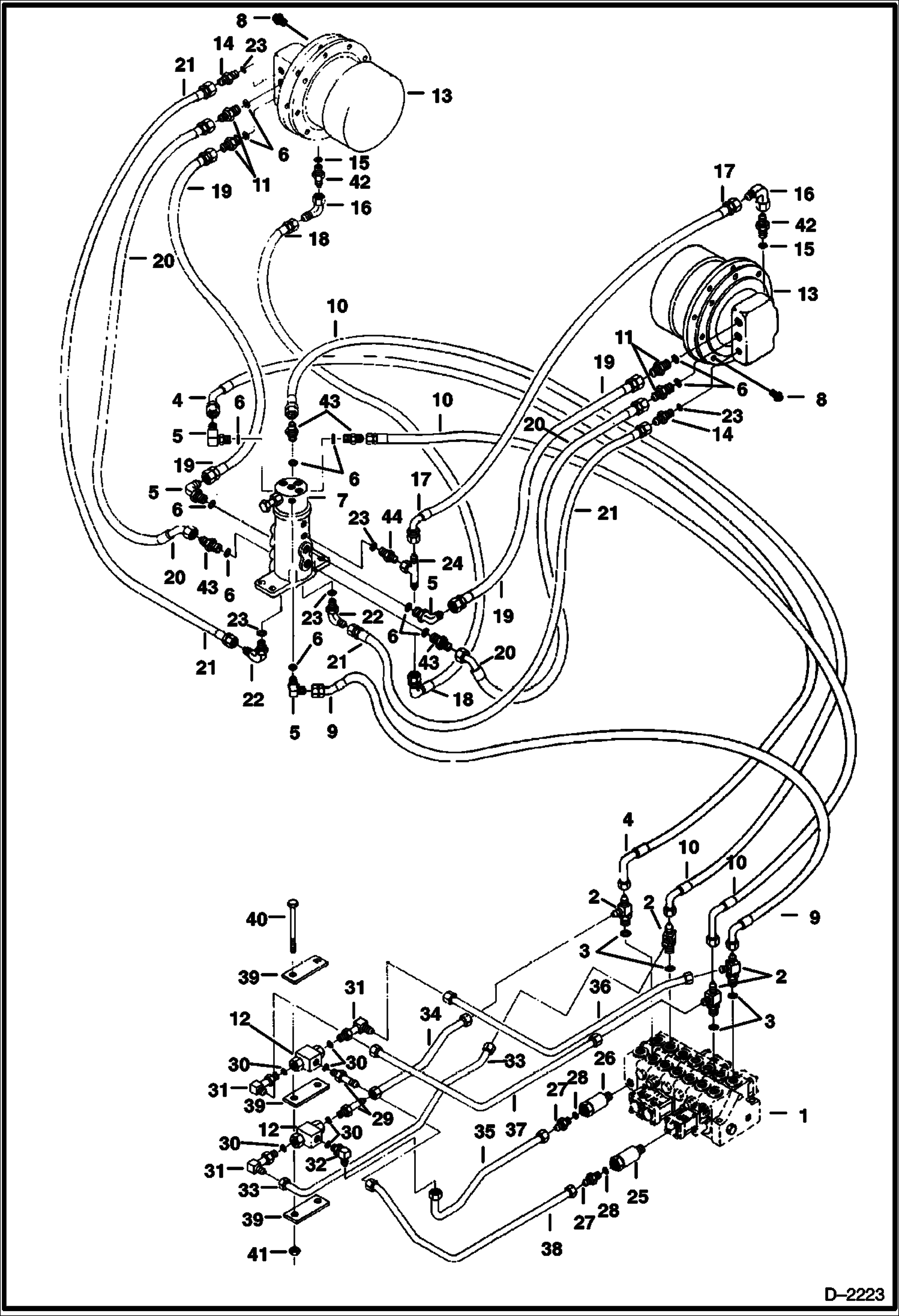 СХЕМА ГИДРАВЛИЧЕСКОЙ СИСТЕМЫ (КЛАПАН ХОДОВОЙ ГИДРОМОТОРА) (СЕРИЙНЫЙ НОМЕР 508912381 И ВЫШЕ) купить в СПб