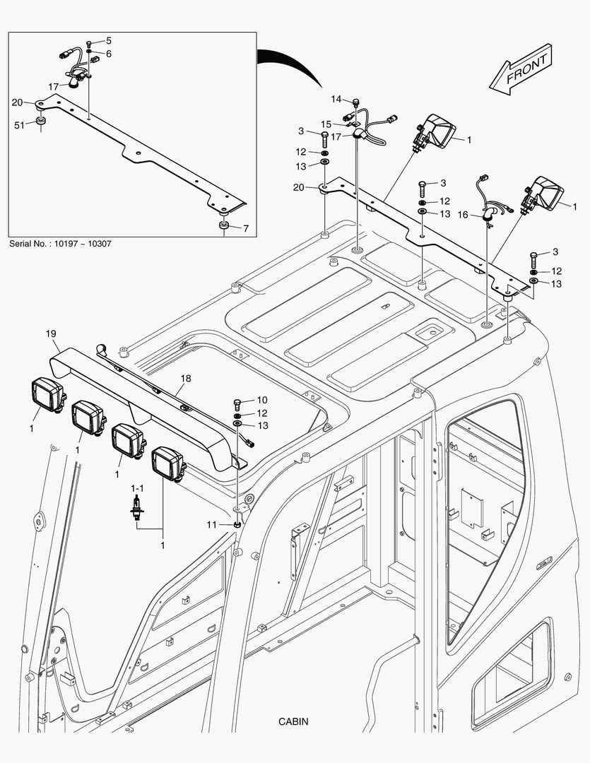 7061 WORKING LAMP - 6 LAMP(HALOGEN) [10197~] купить в СПб