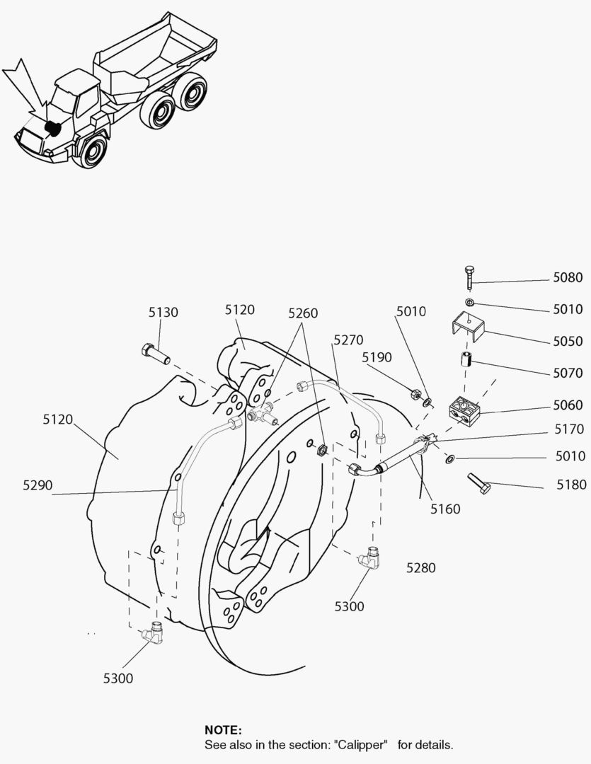 G190-60 BRAKE SYSTEM; FRONT AXLE RIGHT [810001~810052] купить в СПб