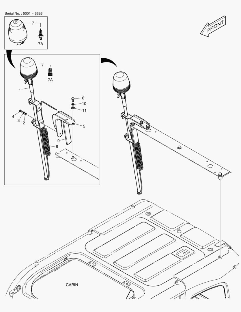 7700 TELESCOPIC BEACON - ROPS(WITH LAMP) [5001~7129]