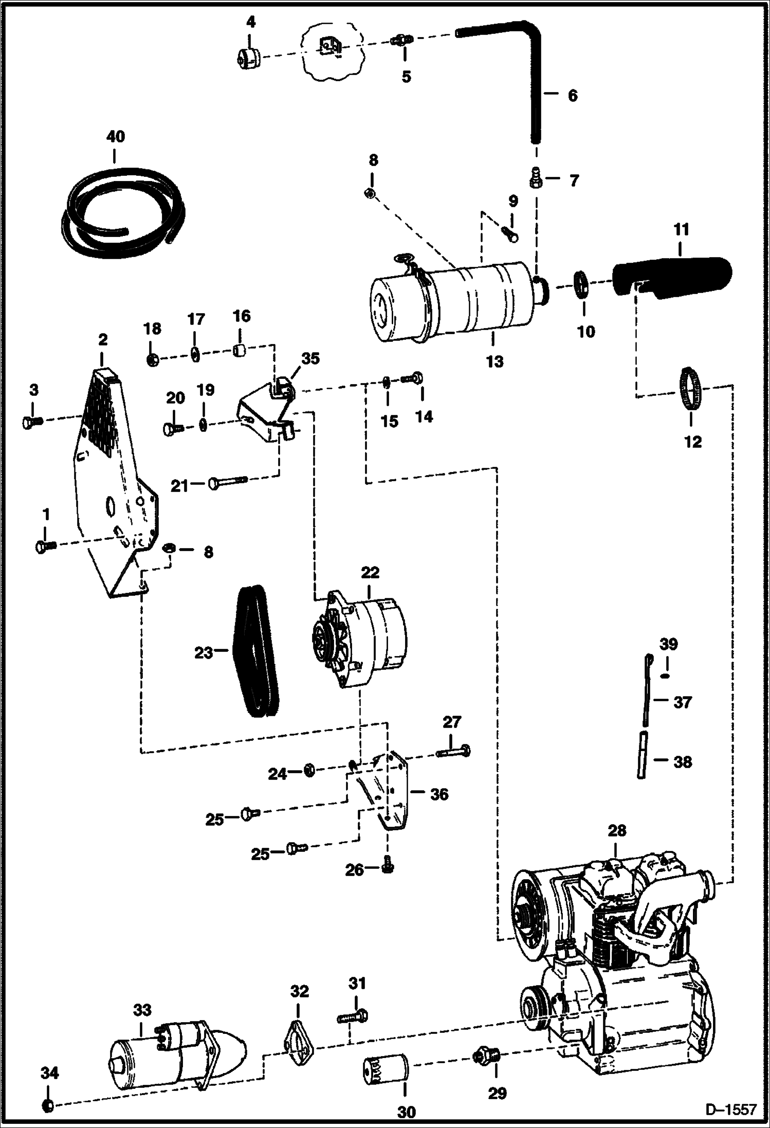 ДВИГАТЕЛЬ И КРЕПЕЖНЫЕ ДЕТАЛИ (DEUTZ 511) (СЕРИЙНЫЙ НОМЕР 14001 И ВЫШЕ)