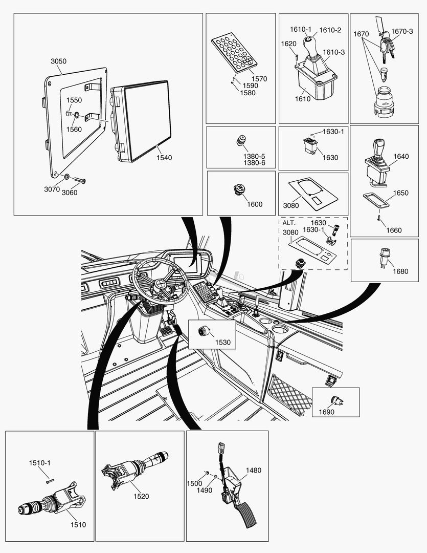 G305-230 EL. COMPONENTS DASHBOARD CABIN