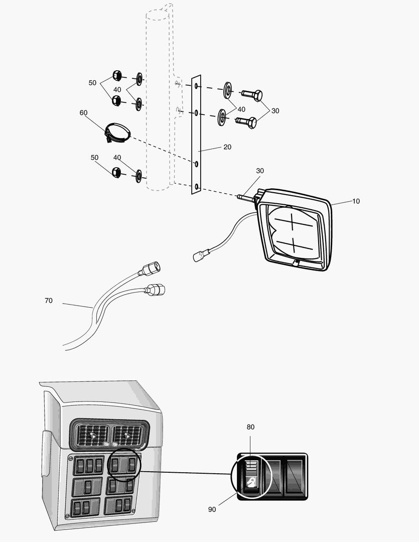 G500-67 WORKING LIGHT;MIRROR ARM,FRONT [710655~] купить в СПб